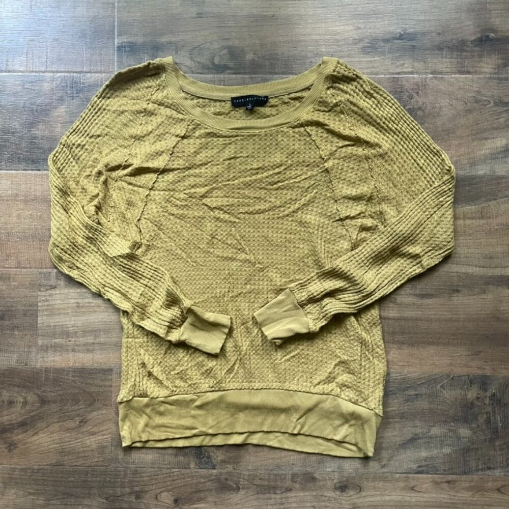 Jane + Delancey Mustard Yellow Textured Long Sleeve Pullover Sweater Women’s Sma